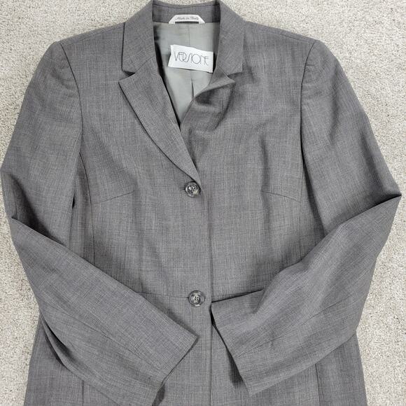 Versione Longline Trench Suit Jacket Womens 4 Gray Wool Lightweight Career Italy - Picture 12 of 16